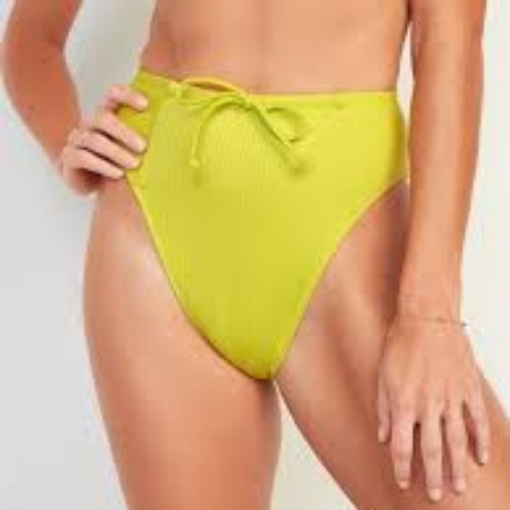 Old Navy High-Waisted Textured-Rib Drawstring Swim Bottoms NWT